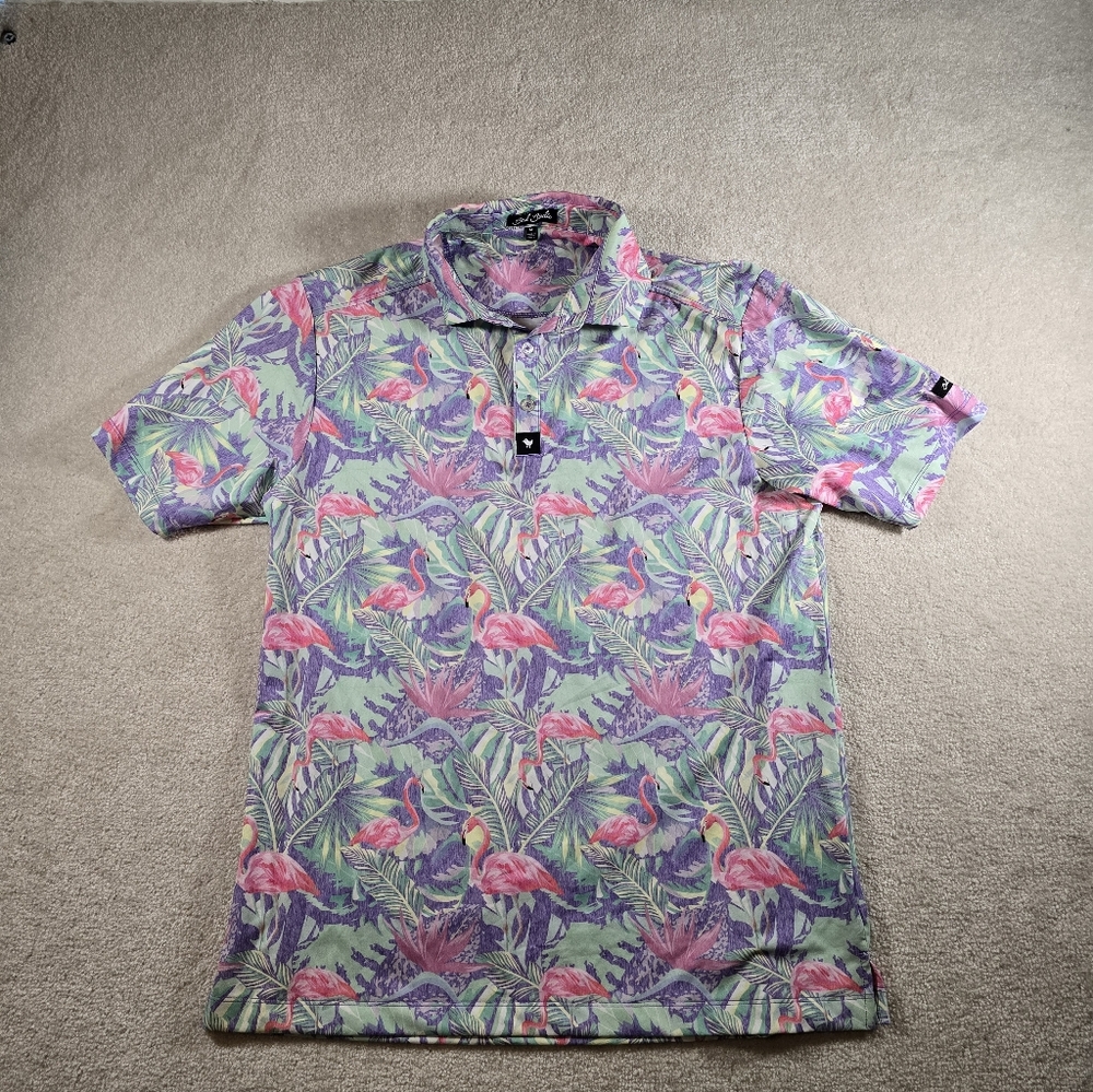 Bad Birdie Tropical Flamingo Polo Shirt